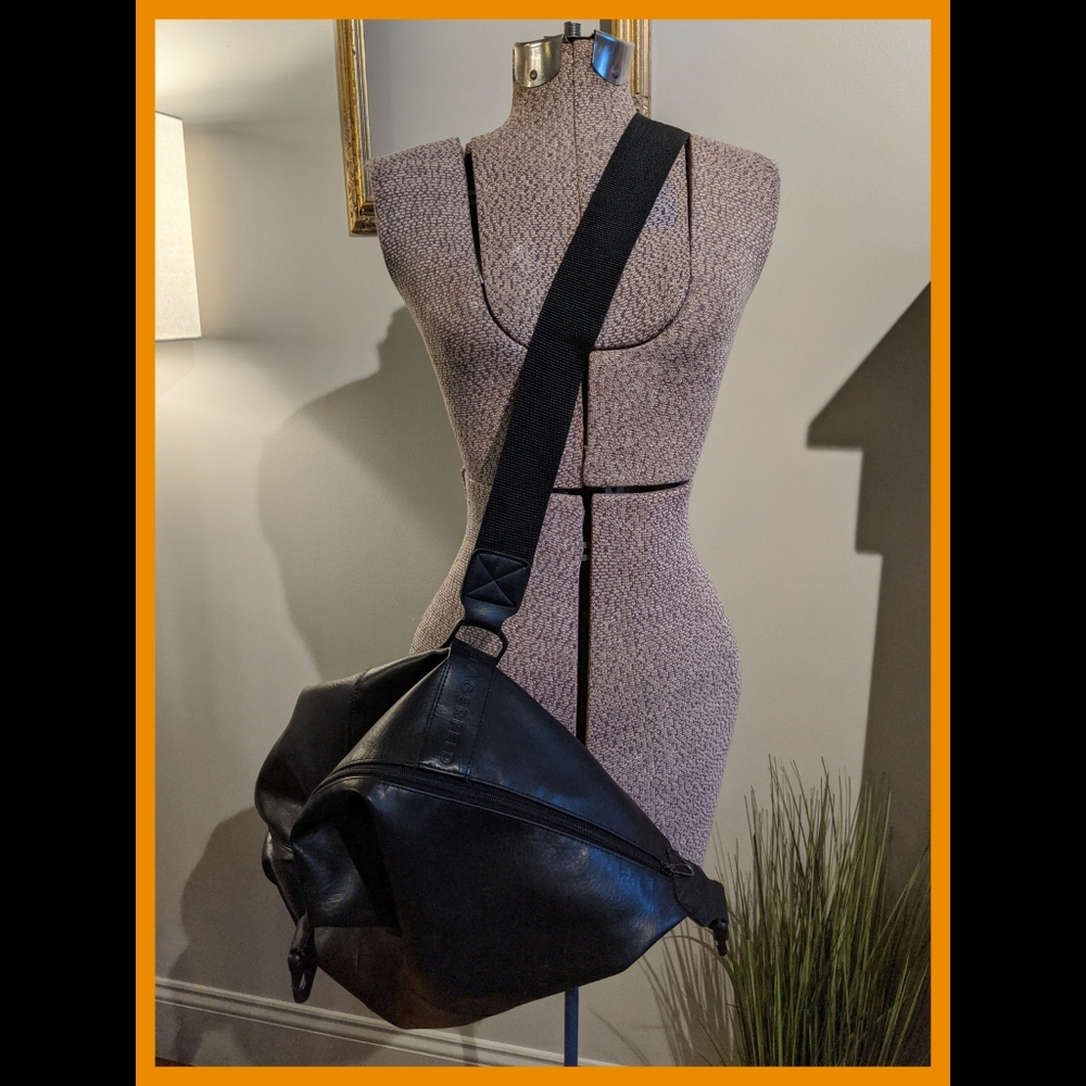 Lagerfeld Black Leather Travel Bag